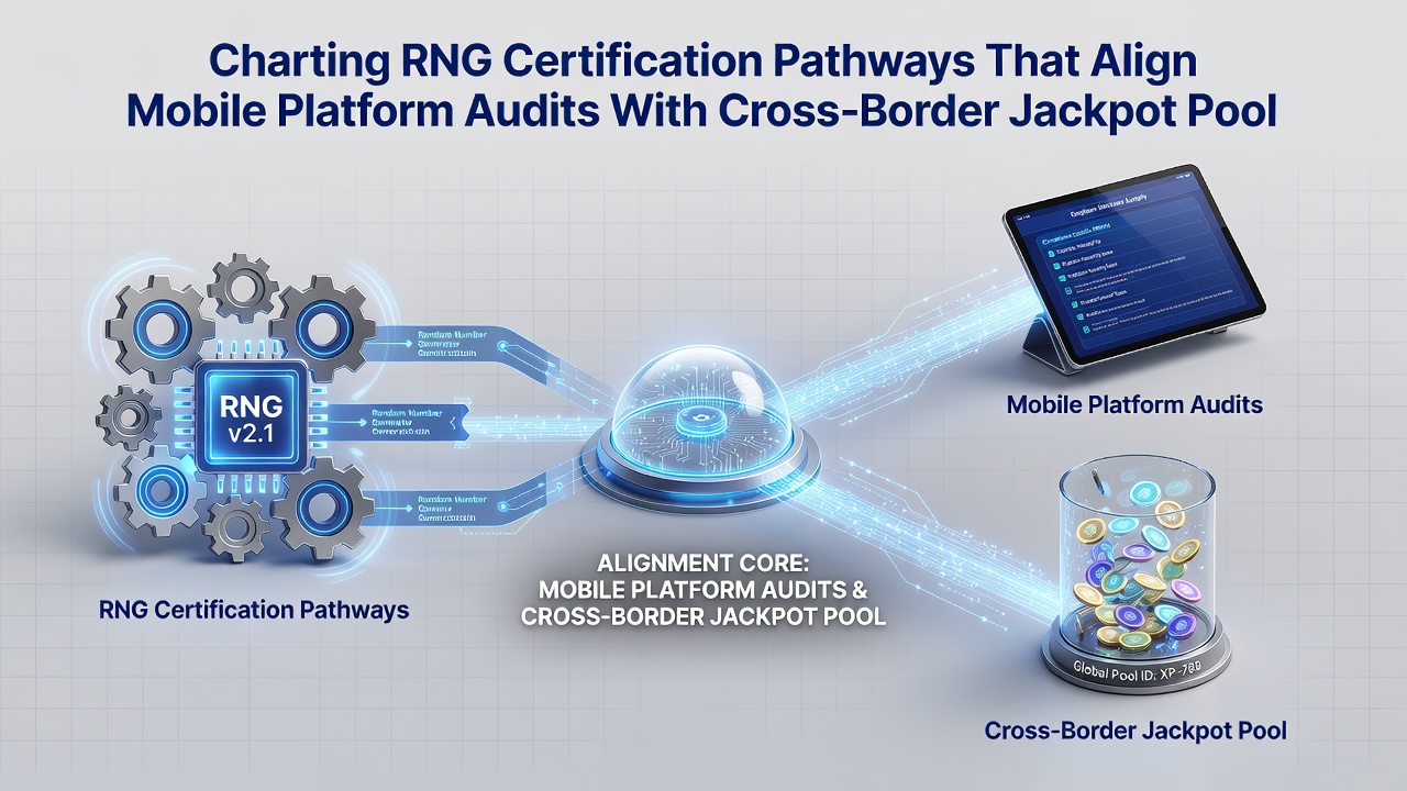 Illustration of cross-border data flow between mobile devices, RNG servers, and jackpot clearing systems