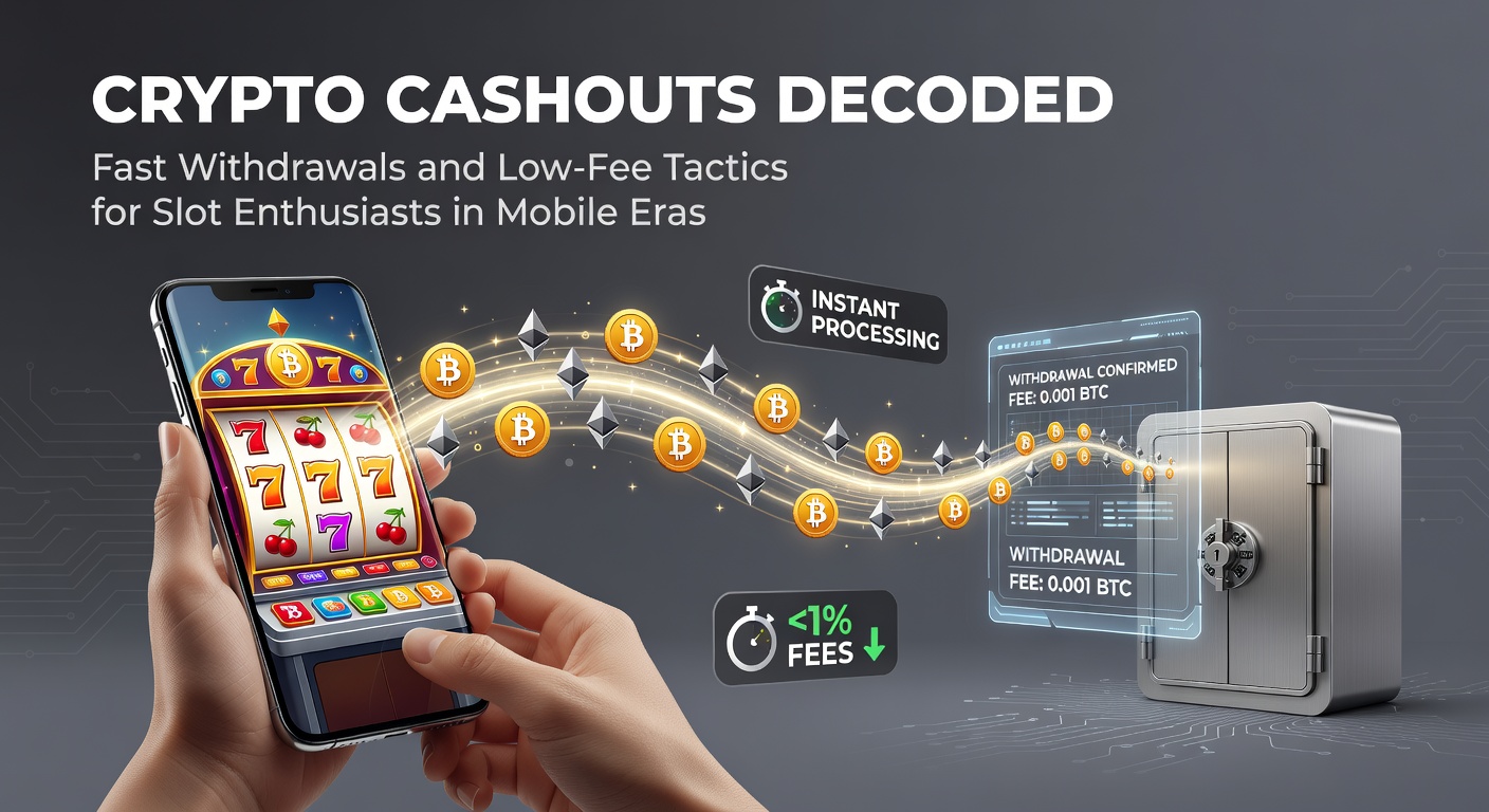 Illustration of a mobile phone displaying a slot game win with crypto wallet icons and lightning-fast withdrawal arrows, symbolizing speed and efficiency in cashouts