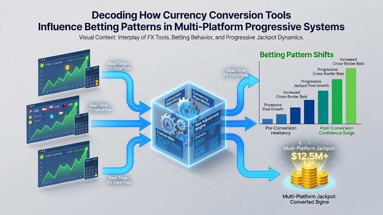 Multi-platform dashboard showing progressive jackpot meters and live currency conversion indicators