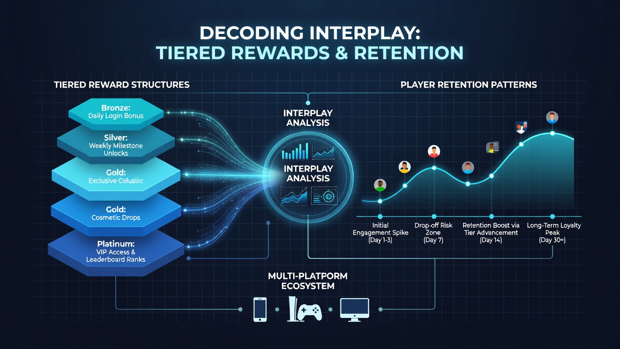 Chart displaying retention rate comparisons across reward tiers in progressive multi-platform gaming networks during 2026