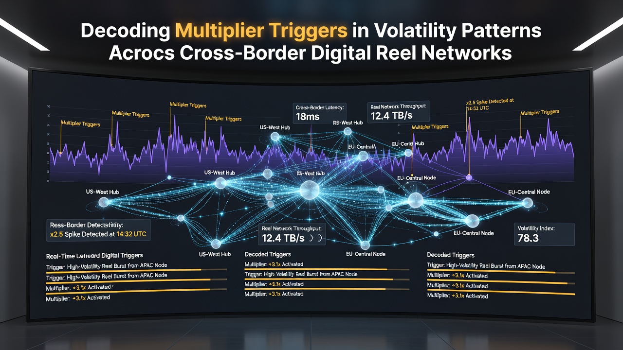 Analytics dashboard displaying volatility graphs and multiplier trigger statistics from multiple international gaming jurisdictions
