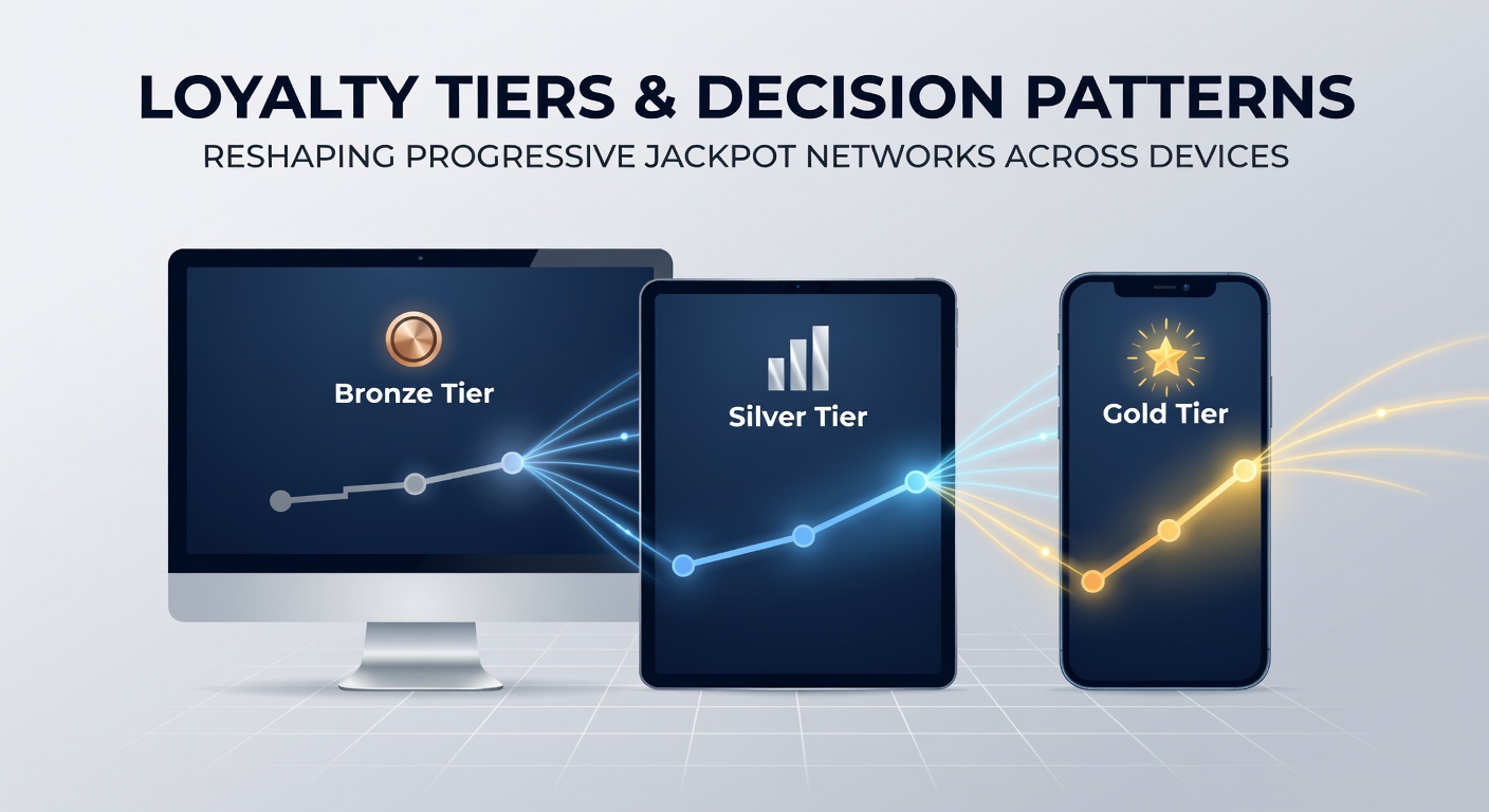 Illustration of loyalty tier progression across mobile and desktop devices in progressive jackpot networks