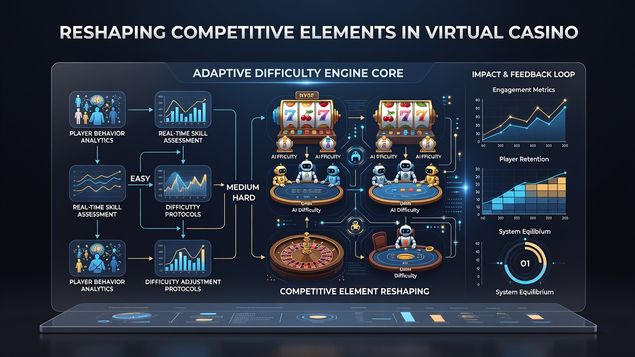 Flowchart illustrating real-time data processing and difficulty recalibration in virtual casino platforms