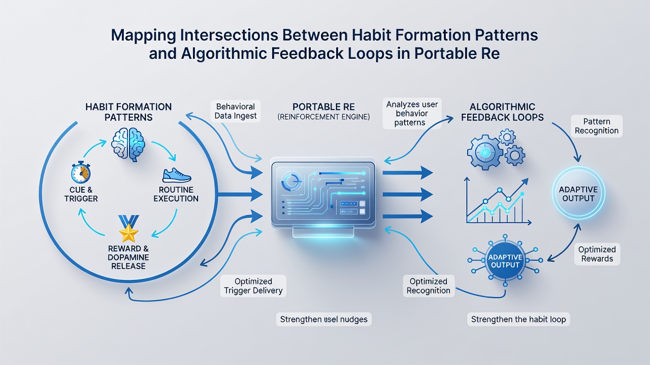 Flowchart showing data pathways from player input through algorithmic processing back to interface modifications