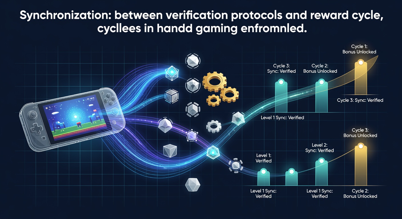 Diagram showing synchronization points between user verification steps and reward unlock cycles on mobile gaming interfaces